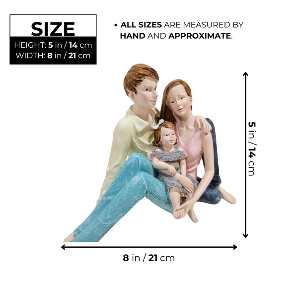 Family Figurine, 5" Father Mother Daughter Statue Modern Tabletop Decor by Sona Casa