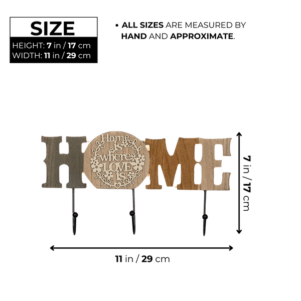 Rustic Farmhouse Wooden Key Holder Hanger, 3-Hook 11" Wide Wall Mount Organizer For Caps, Leashes, Keys, Home, Entryway Decor by Sona Casa