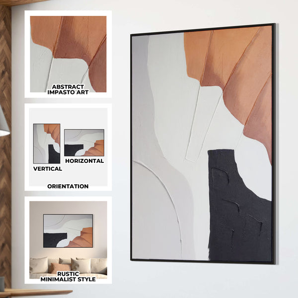 Earthy Painting, 47" Textured Impasto Canvas Artwork Wall Decor for Home by Sona Casa