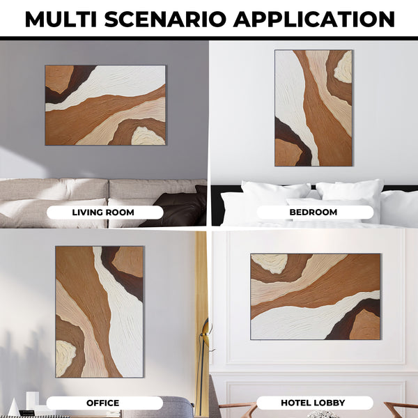 Handmade Brown Abstract Painting, 47" Impasto Textured Canvas Artwork Wall Decor by Sona Casa