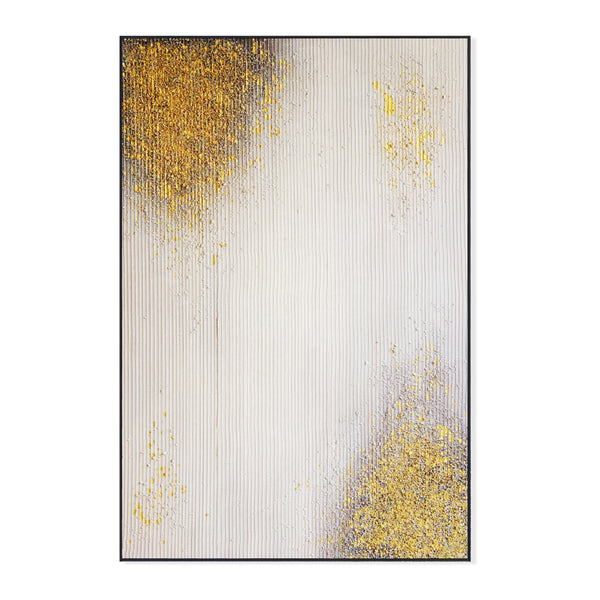 Golden Textured Painting, 47" Framed Wall Art for Living Room or Office by Sona Casa