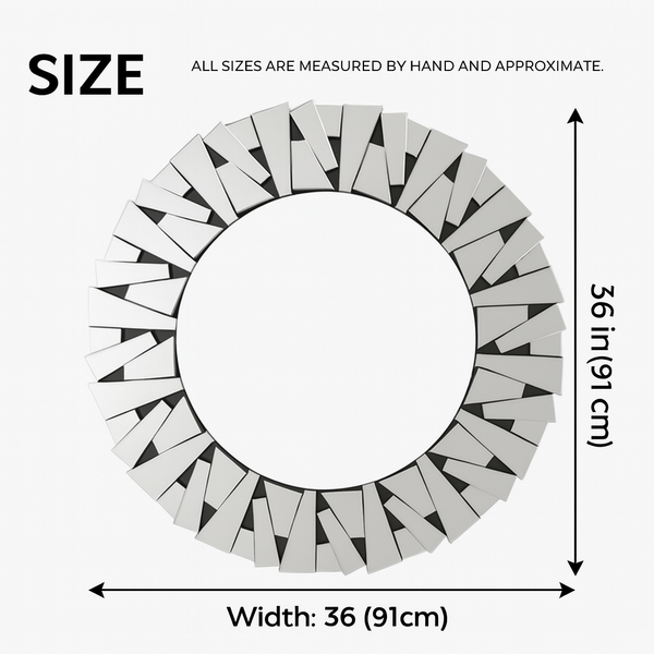 Large 3 ft Frameless Round Glass Mirror, Modern Design, Thick High Quality Glass, Easy to Hang-Sona Casa