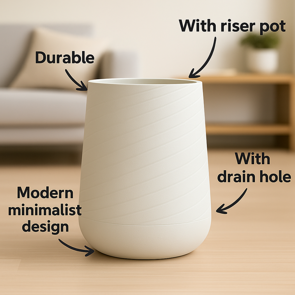 Set of 2 Modern Tall Indoor Self Watering Decorative Planter, 19 in Contemporary Flower Pot Home, Office Decoration, Gift-Sona Casa