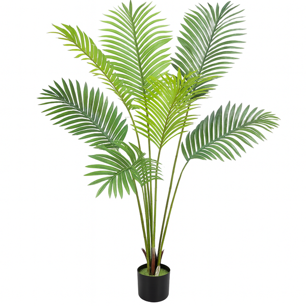 Artificial Areca Palm Tree with Black Sturdy Base, 5 ft Nearly Natural Look & Touch, Lifelike Leaves, Home Office Indoor Decor-Sona Casa