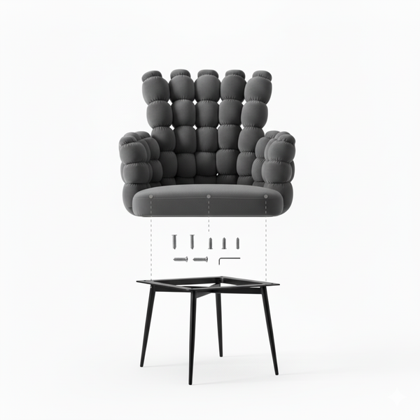 Set of 2 Modern Upholstered Accent Chairs in Gray with Elegant Black Metal Frame, Contemporary Plush Cushioned Seating for Home, Office, Living Room-Sona Casa