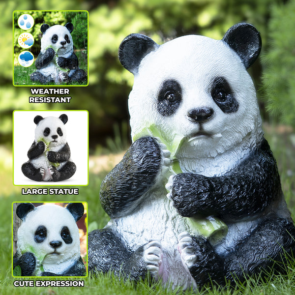 Large Panda Statue, 16" Lawn Ornaments, Indoor Outdoor Garden Patio Decor by Sona Casa