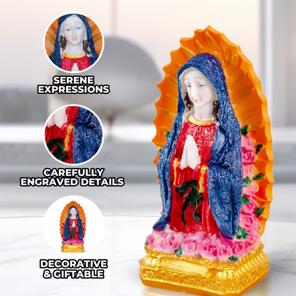 Blessed Virgin Mary Statue Religious Figurine Decoration, 8" Immaculate Heart Tabletop Desk Decor, Catholic Gifts by Sona Casa
