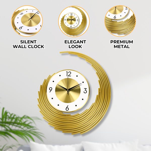 Large Gold Wall Clock 23" Metal Silent Analog Clock, Wall Decor for Home, Office, Living Room , Gifts-Sona Casa