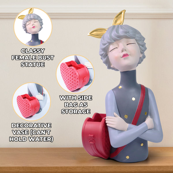 Girl Statue, Makeup Organizer, Bud Vase, 14" Dresser Vanity Table Organizer by Sona Casa