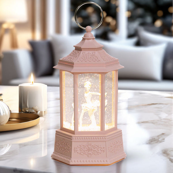 Ballerina Pink Snow Globe, 8" Xmas Ornament, Christmas Gift For Girls by Sona Casa