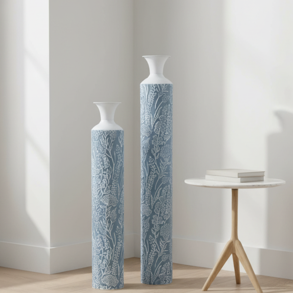 Luxury Metal Tall Vases, Large Floor Vase Set of 2, 32" and 40" Living Room, Home, Office Decor-Sona Casa