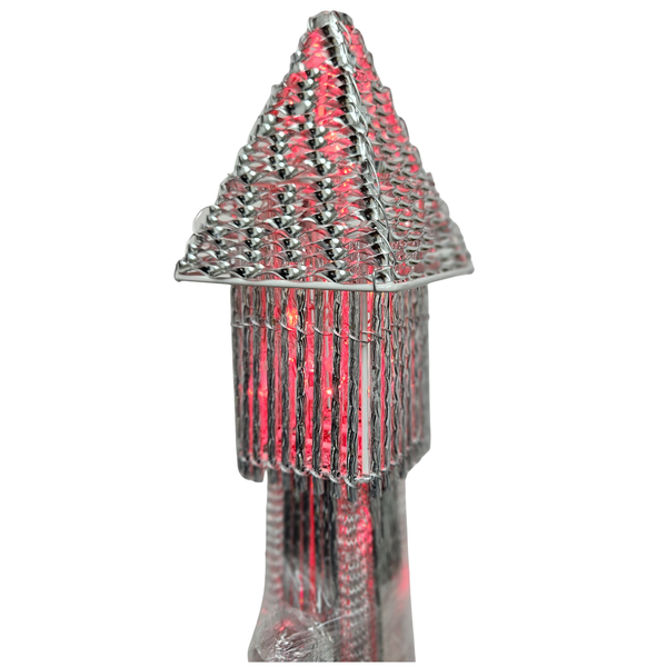 Tall Floor Lamp, Handcrafted 63" Eiffel Tower Paris Multicolor LED Light White Metal by Sona Casa