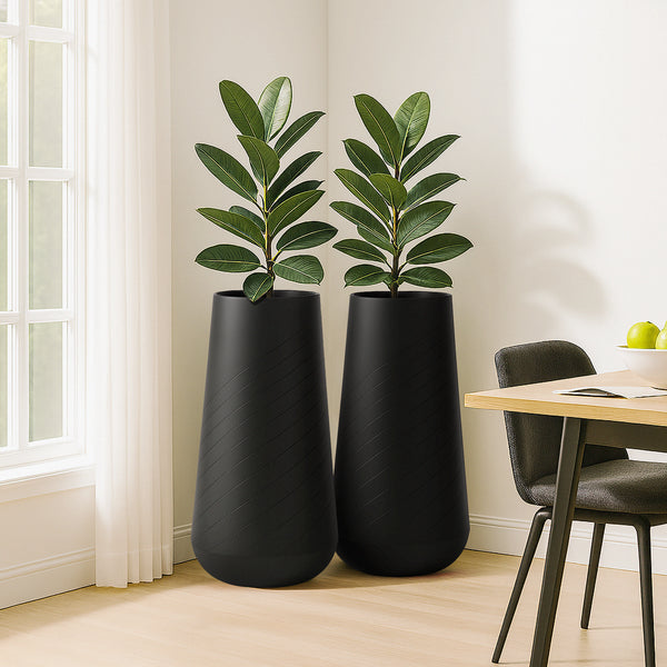 Set of 2 Contemporary Decorative Self Watering Pot, Modern Tall Indoor Planter, 33 in Home, Office, Garden Decoration, Gift-Sona Casa