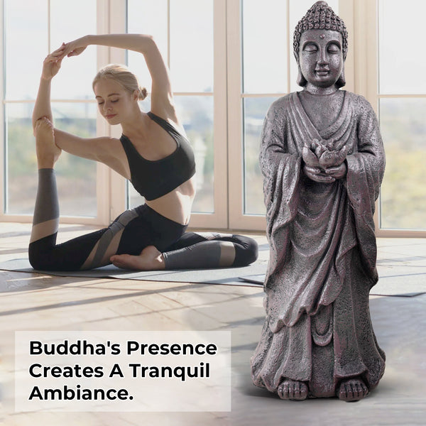 Large Buddha Statue, 32" Indoor Outdoor Magnesium Oxide Sculpture by Sona Casa