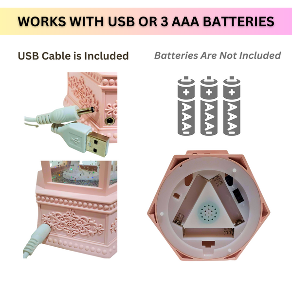 Christmas Gift for Girls and Teens - Pink Snow Globe Lantern with Lights, Music and Motion, with a Cute Little Christmas Fairy by Sona Casa