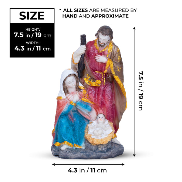 Catholic Holy Family Nativity Set, 8" Handcrafted Joseph, Mary & Jesus Statue, Religious Figurine Altar Decor, Christian Gifts by Sona Casa