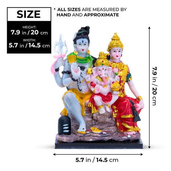 Shiva Parvati Ganesha Family Statue, 8" Diwali Gift Pooja Decor by Sona Casa
