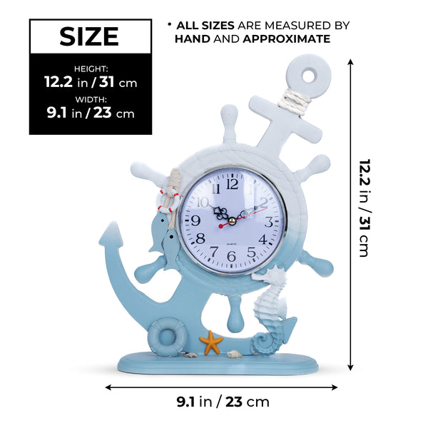 Wooden Anchor with Clock Decorative Tabletop Statue, Marine Decor, Cottage, Office, Bedroom, Living Room, Home Decoration, Gift by Sona Casa