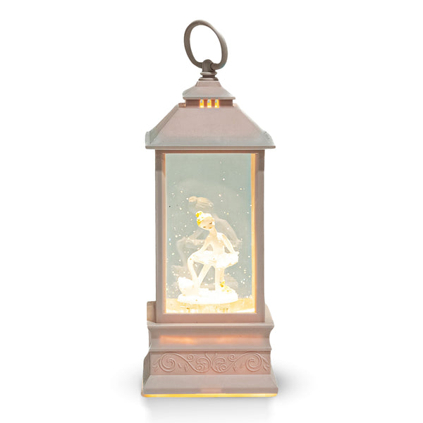 Winter Wonderland Christmas Decor, 9" Snow Globe Pink Glitter Lantern, Gift by Sona Casa
