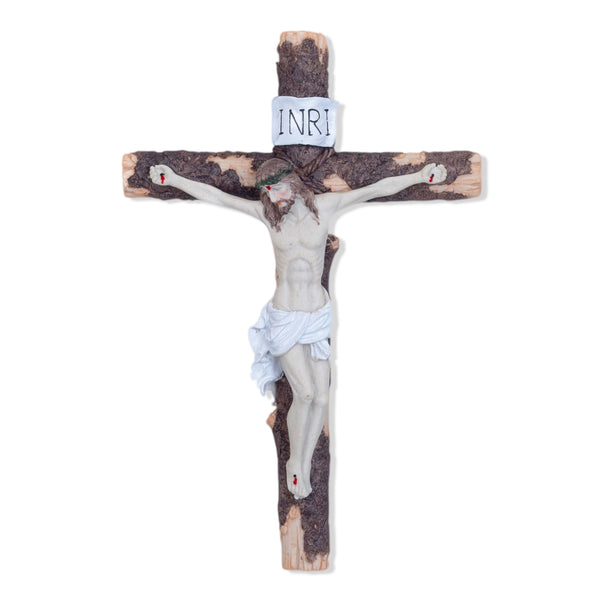 Jesus On Cross Wall Decor, 15" Crucifix Altar Decorative by Sona Casa
