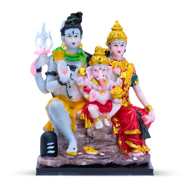 Shiva Parvati Ganesha Family Statue, 8" Diwali Gift Pooja Decor by Sona Casa