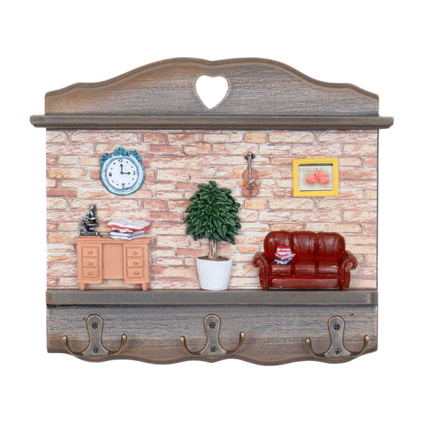 Wall Mounted Wooden Key Holder Rack, 3 Sturdy Double Hooks, 7" Key Hanger Organizer, Farmhouse Rustic Home Decor by Sona Casa