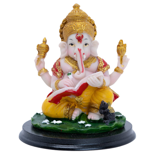 Small Ganesha Idol, 4" Indian Lord Ganesh Statue For Home Office Car Dashboard Pooja Decor, Diwali Gifts by Sona Casa