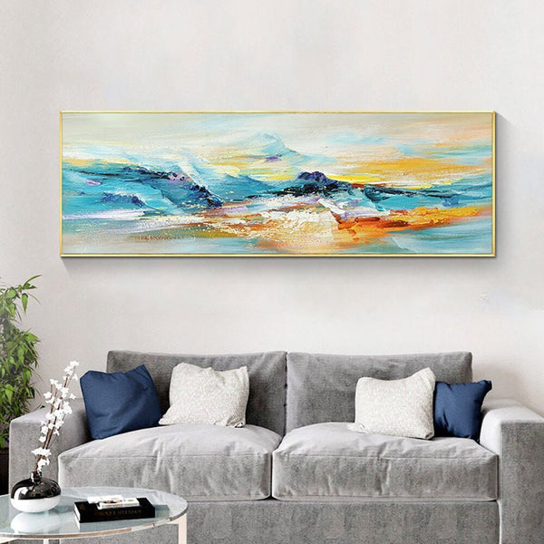 Original Abstract Mountain Painting, Vibrant Textured Oil Canvas, Contemporary Bedroom Wall Art, Unique Housewarming Gift by Sona Casa