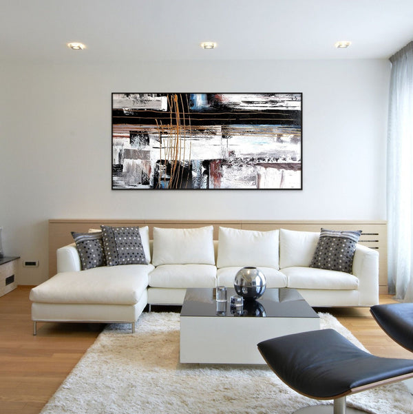 Handmade Abstract Art, Deep Space Oil Painting, Minimalist Bedroom Wall Painting, Framed Wall Art for New Home by Sona Casa