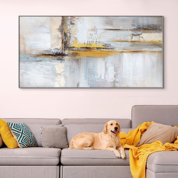 Abstract Painting on Canvas - Handmade Golden Yellow & Brown Textured Art for Living Room Decor, Unique Housewarming Gift by Sona Casa