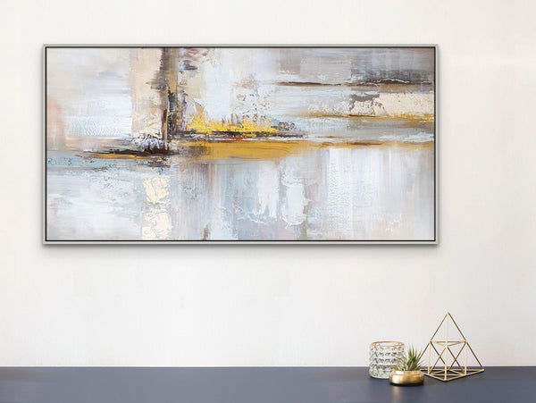 Abstract Painting on Canvas - Handmade Golden Yellow & Brown Textured Art for Living Room Decor, Unique Housewarming Gift by Sona Casa