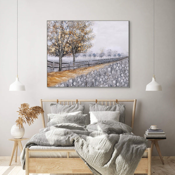 Country Road Painting - Textured Impasto Oil Artwork, Large Canvas Wall Decor for Living Room by Sona Casa