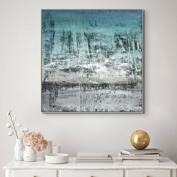 Winter Landscape Art on Canvas - Snow Scene Abstract Painting, Contemporary Extra Large Wall Art, Unique Home Decor Gift Idea by Sona Casa