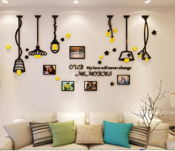 Modern 3D Decorative Lamps and Photo Frames Wall Stickers by Sona Casa