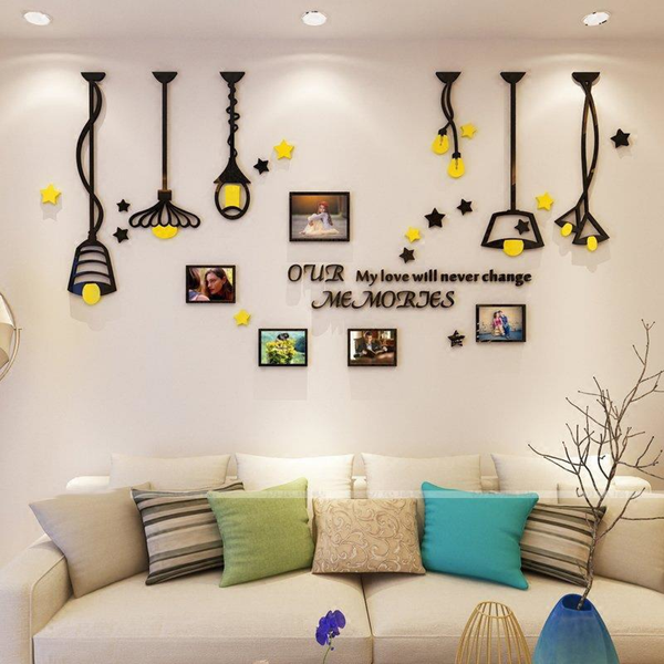 Modern 3D Decorative Lamps and Photo Frames Wall Stickers by Sona Casa