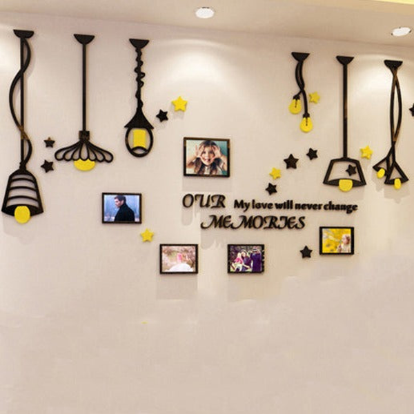 Modern 3D Decorative Lamps and Photo Frames Wall Stickers by Sona Casa