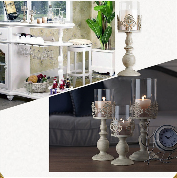 Retro Candle Holder Set, 15" 13" 10" Classy Tabletop Decorations by Sona Casa