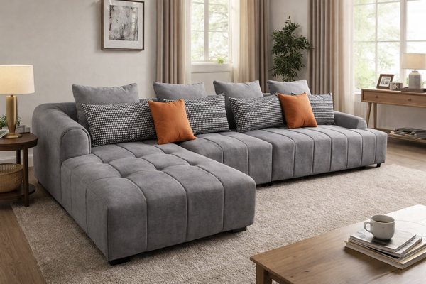 Sofa with long side gray by Sona Casa