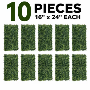 10 Piece Green Boxwood Artificial Wall Panel 40x60 cm, Lush Faux Greenery Wall Decor for Indoor Outdoor Accent
