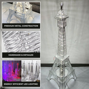 63" Eiffel Tower Decorative Floor Lamp White Metal LED Light Tall Handmade Parisian Style by Sona Casa
