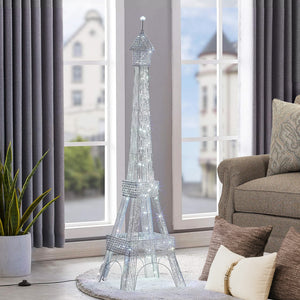 63" Eiffel Tower Decorative Floor Lamp White Metal LED Light Tall Handmade Parisian Style by Sona Casa