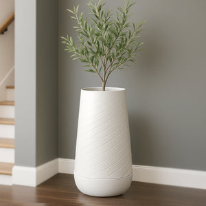 Tall Indoor Self Watering Decorative Planter, 27" Modern Minimalist Flower Pot Home, Front Porch, Patio, Backyard & Garden Decor-Sona Casa
