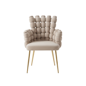 Set of 2 Modern Beige Upholstered Accent Chairs with Elegant Gold Metal Frames, Stylish & Comfortable Seating, Home Office Decor-Sona Casa