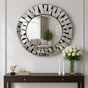 Large 3 ft Frameless Round Glass Mirror, Modern Design, Thick High Quality Glass, Easy to Hang-Sona Casa