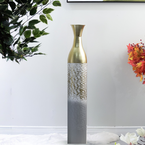Large metal floor vases, golden and gray, home accent by Accent Collection