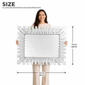 Large Silver Wall Mirror 71x91 cm Modern Decorative Frameless Accent for Living Room & Bedroom Home Decor