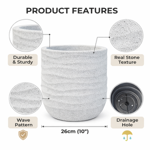 White Pot for Plants 42 CM, Planter Indoor Outdoor Ornament Home Garden Porch Living Room Decor by Sona Casa