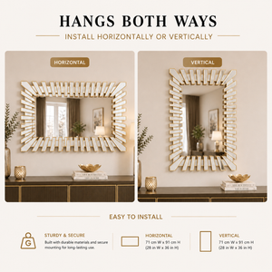 Large Gold Wall Mirror with Sleek Metallic Finish for Elegant Home Decor, 71x91cm - Accent Collection