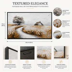 Textured Handmade Abstract Wall Art Panel in Neutral Tones, 70x140 cm, Premium Modern Home Decor - Accent Collection