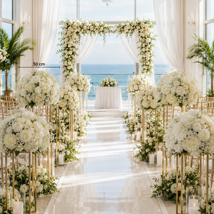 White Ivory 50 cm artificial flowers centerpiece for wedding event decorations - Accent Collection